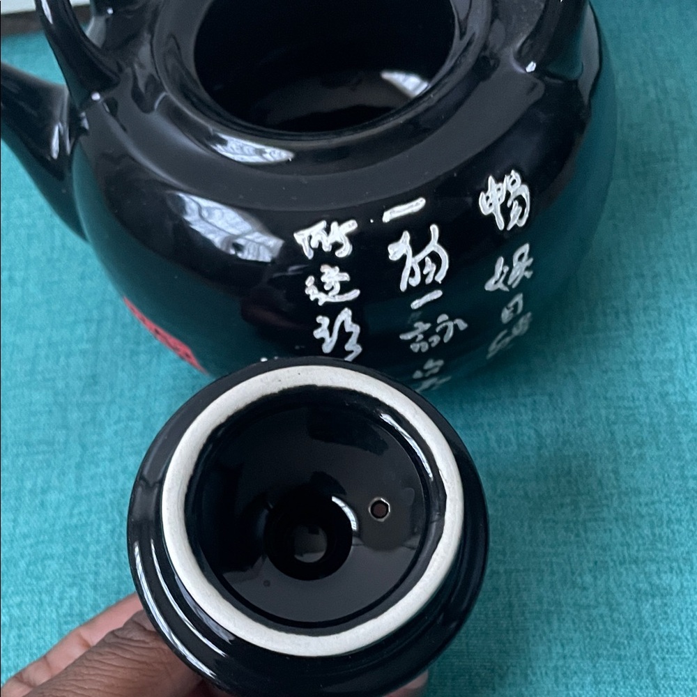 Japanese Kagetsu Elegant Black Teapot with Bamboo Handle - Picture 5 of 7